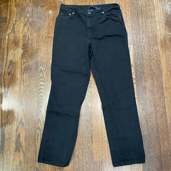 Bill Blass Stretch Jeans Size 12 Black Denim Straight Leg Classic 5-Pocket Style - Picture 8 of 8